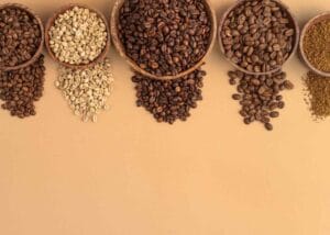 bowls with different type of coffee beans